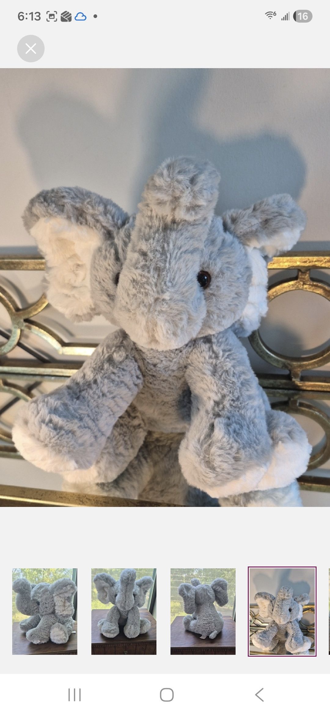 Other Elephant Dinky Plush by Bearington Collection Size ONE SIZE - 4 Thumbnail