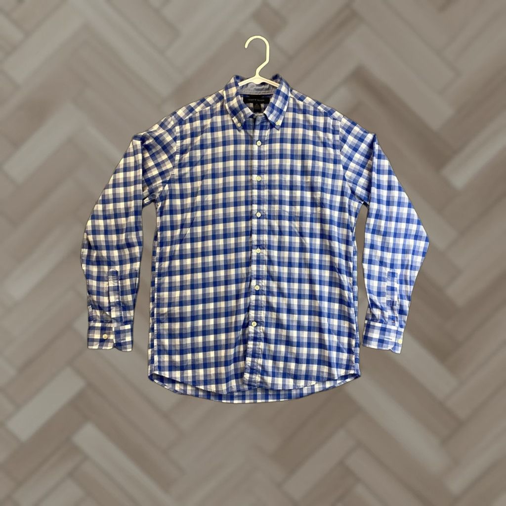 Tommy Hilfiger VINTAGE Tommy Hilfiger Dress Shirt Men Small Plaid Button-Up Casual Long Sleeve Blue 90s Mens Size US S / EU 44-46 / 1 - 1 Thumbnail