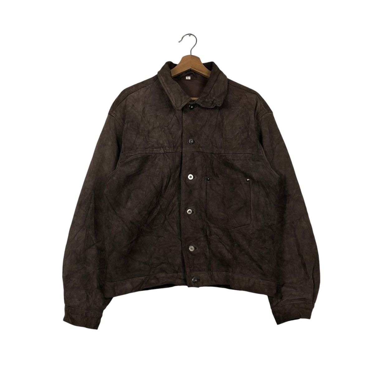 Japanese Brand 🔥VINTAGE GENUINE LEATHER JACKET COW SPLIT ISSEY MIYAKE Size US L / EU 52-54 / 3 - 3 Thumbnail