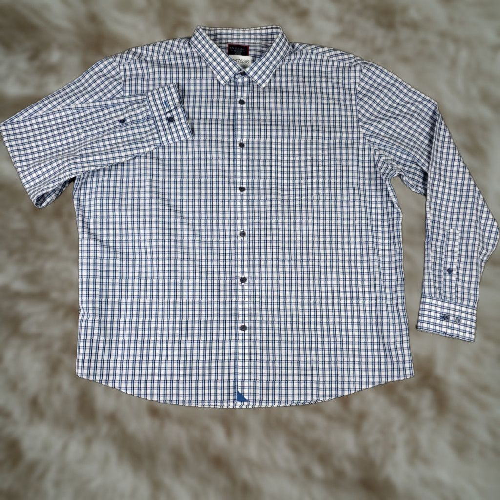 UNTUCKit UNTUCKit Shirt Mens 3XL Blue White Plaid Button Up Long Sleeve Shirt Size US XXL / EU 58 / 5 - 1 Thumbnail