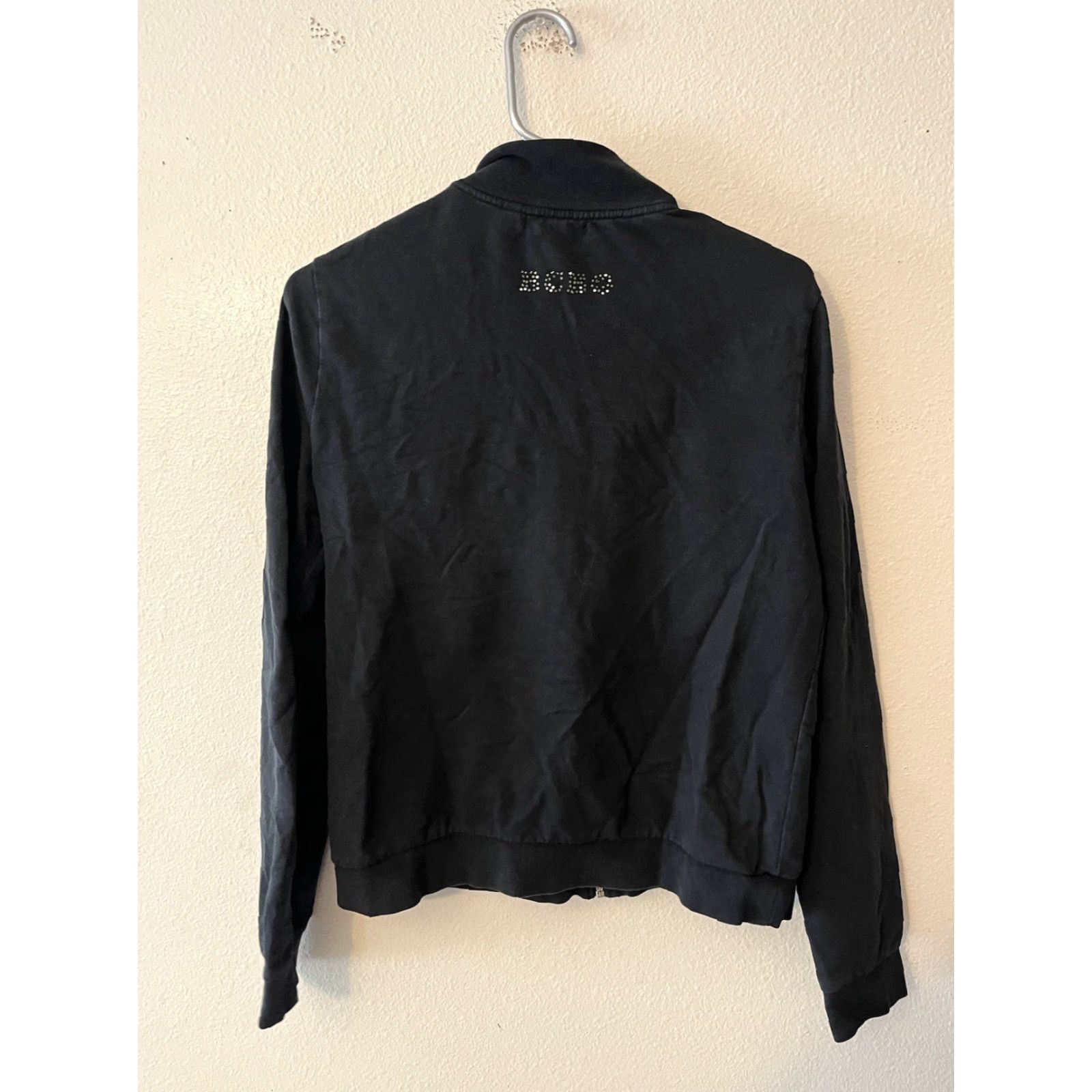 Bcbgmaxazria BCBG MAX AZRIA Hoodie Sweater Zip Black Logo Studded L Womens Size Large Clothing Size L / US 10 / IT 46 - 2 Thumbnail