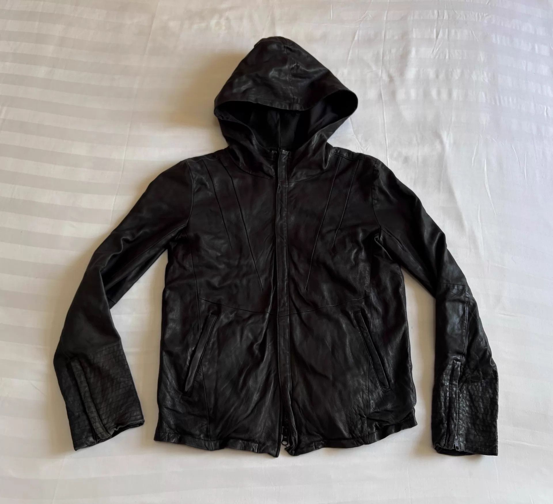 Ekam Ekam Japanese Vintage Lambskin Pleated Leather Jacket XS-S Size US XS / EU 42 / 0 - 2 Thumbnail