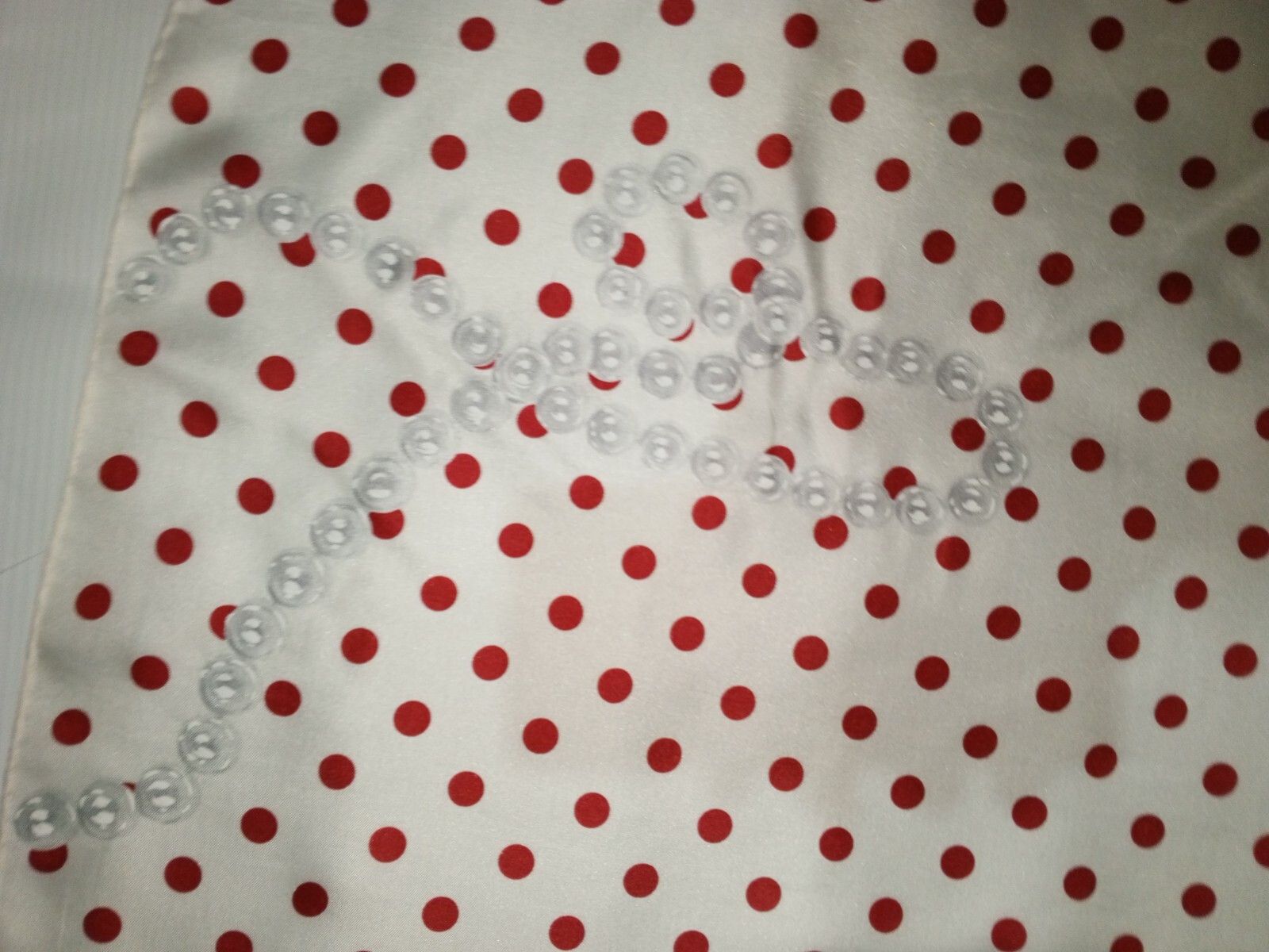 Moschino MOSCHINO PARIS Red Polka Dots White Pearls Beads Silk Scarf Size ONE SIZE - 8 Thumbnail