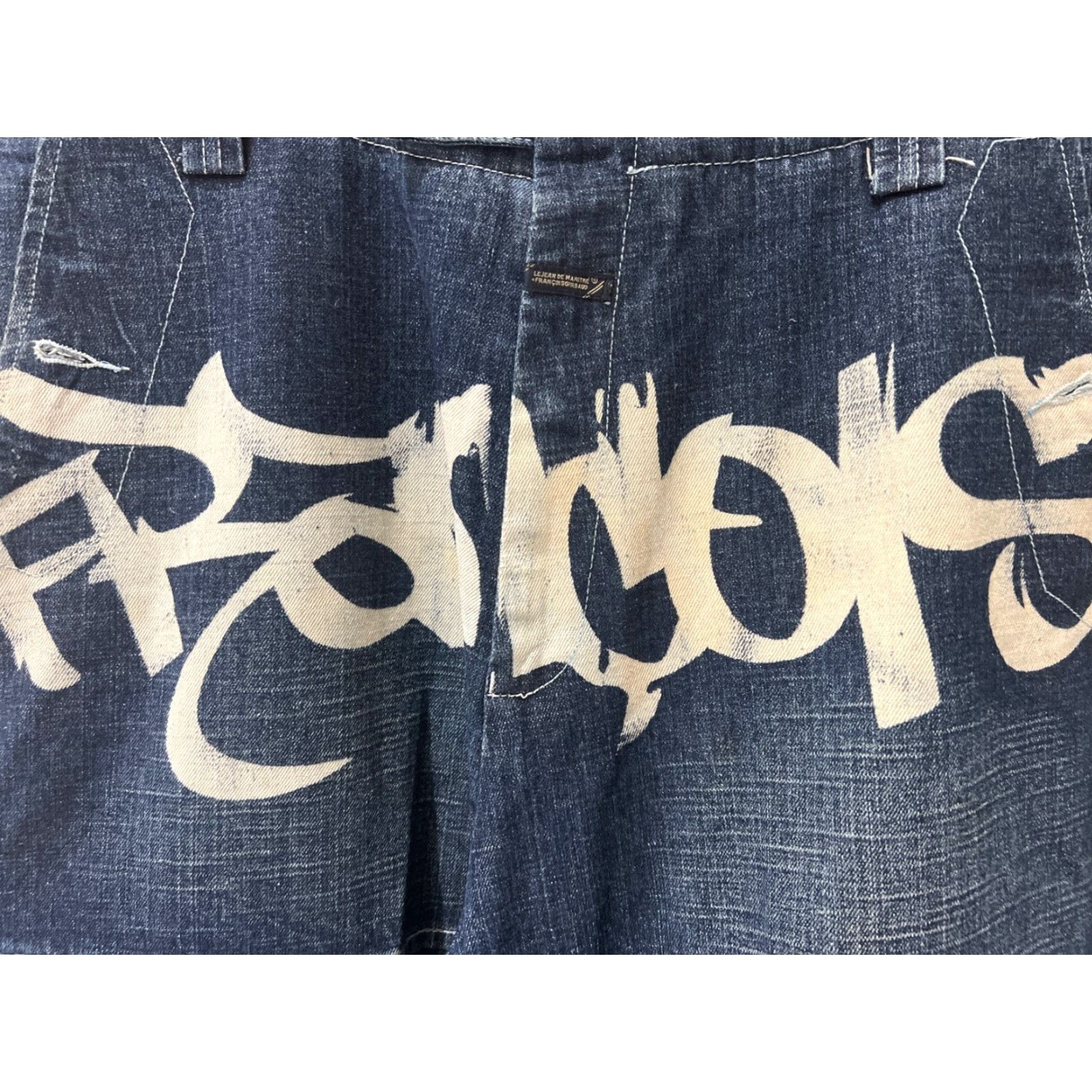 Denime VINTAGE Girbaud Jeans Denim Spellout Graffiti 90s Wide-Leg Size 38 Blue Men's Regular 38in Inseam Distressed Rare Size US 38 / EU 54 - 5 Thumbnail