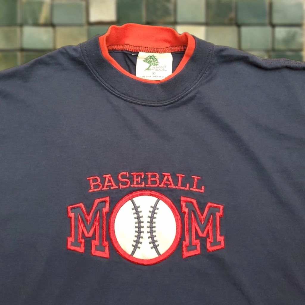 Vintage VINTAGE Baseball Mom Shirt L Blue Embroidered 90s Y2K Made in USA TEE Mens Size US L / EU 52-54 / 3 - 1 Thumbnail