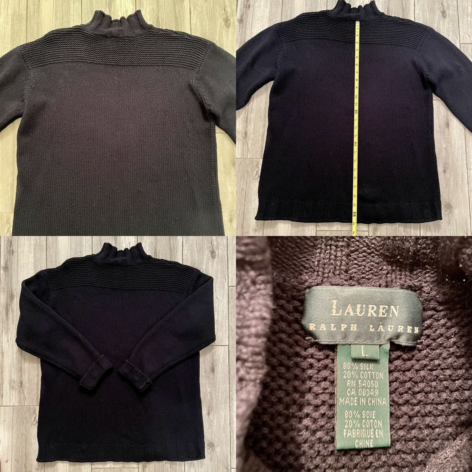 Ralph Lauren Lauren Ralph Lauren Navy Blue Knit Mock Neck Nautical Anchor Sweater Large Size L / US 10 / IT 46 - 8 Thumbnail