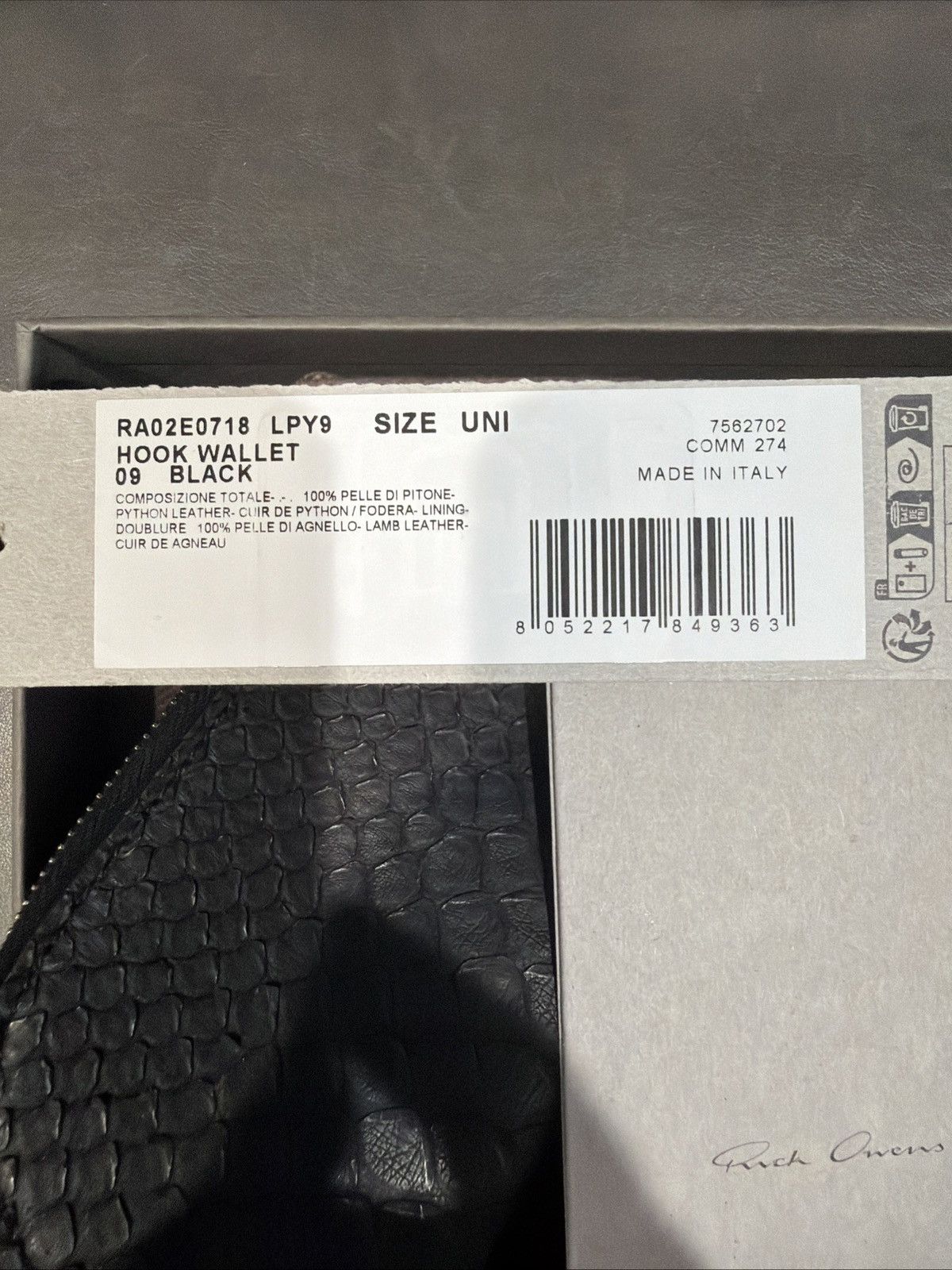 Rick Owens Rick Owens Concordians Hook Wallet in Black Python Leather Size ONE SIZE - 7 Thumbnail
