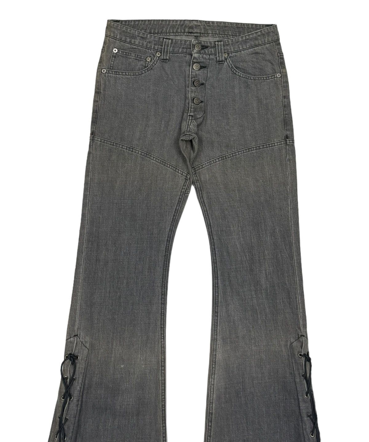 🔥TORNADO MART LACE UP FADED GREY FLARE DENIM JEANS