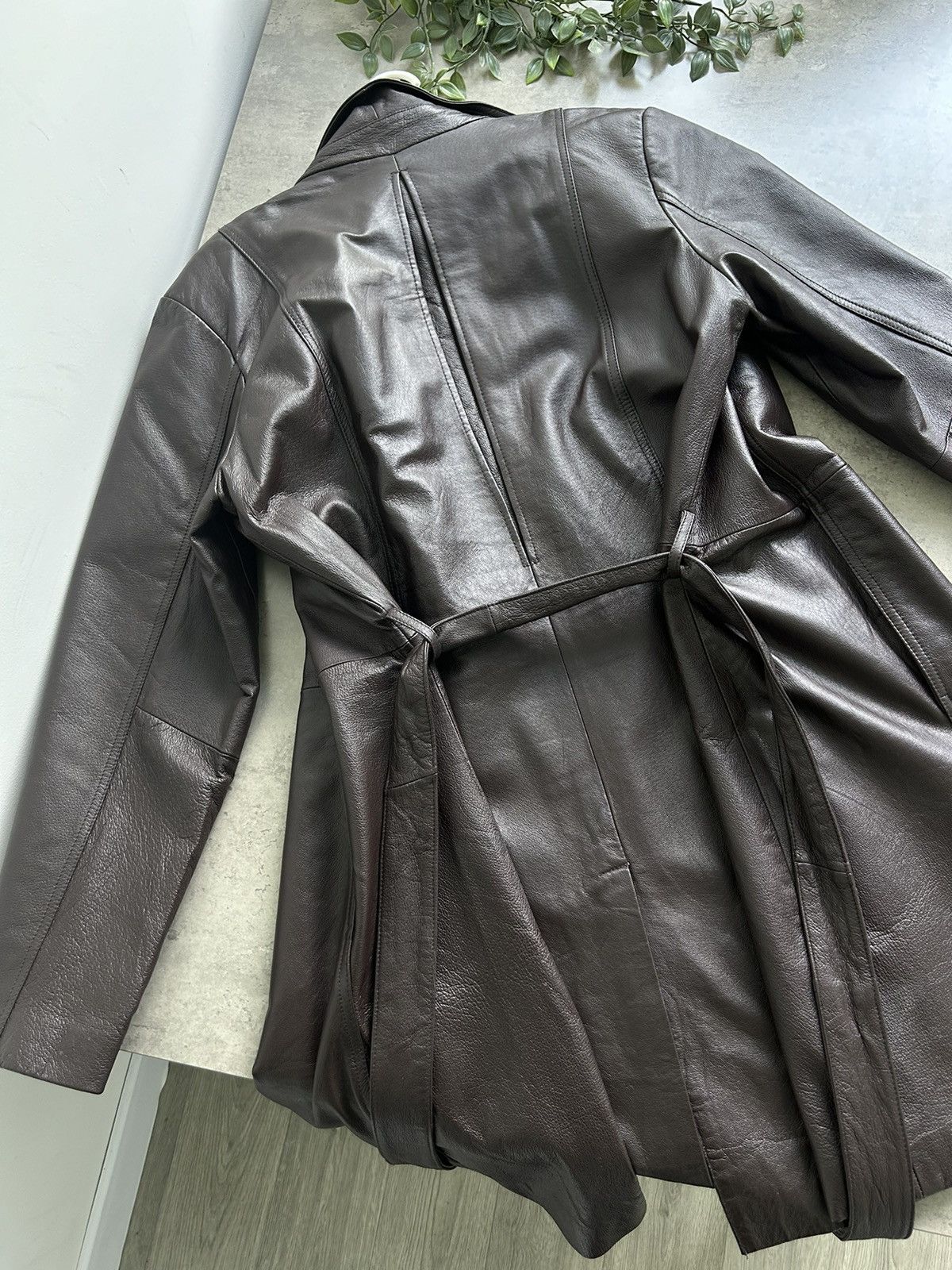 Vintage Vintage 100 % Leather Brown Trench Coat Size L / US 10 / IT 46 - 12 Thumbnail