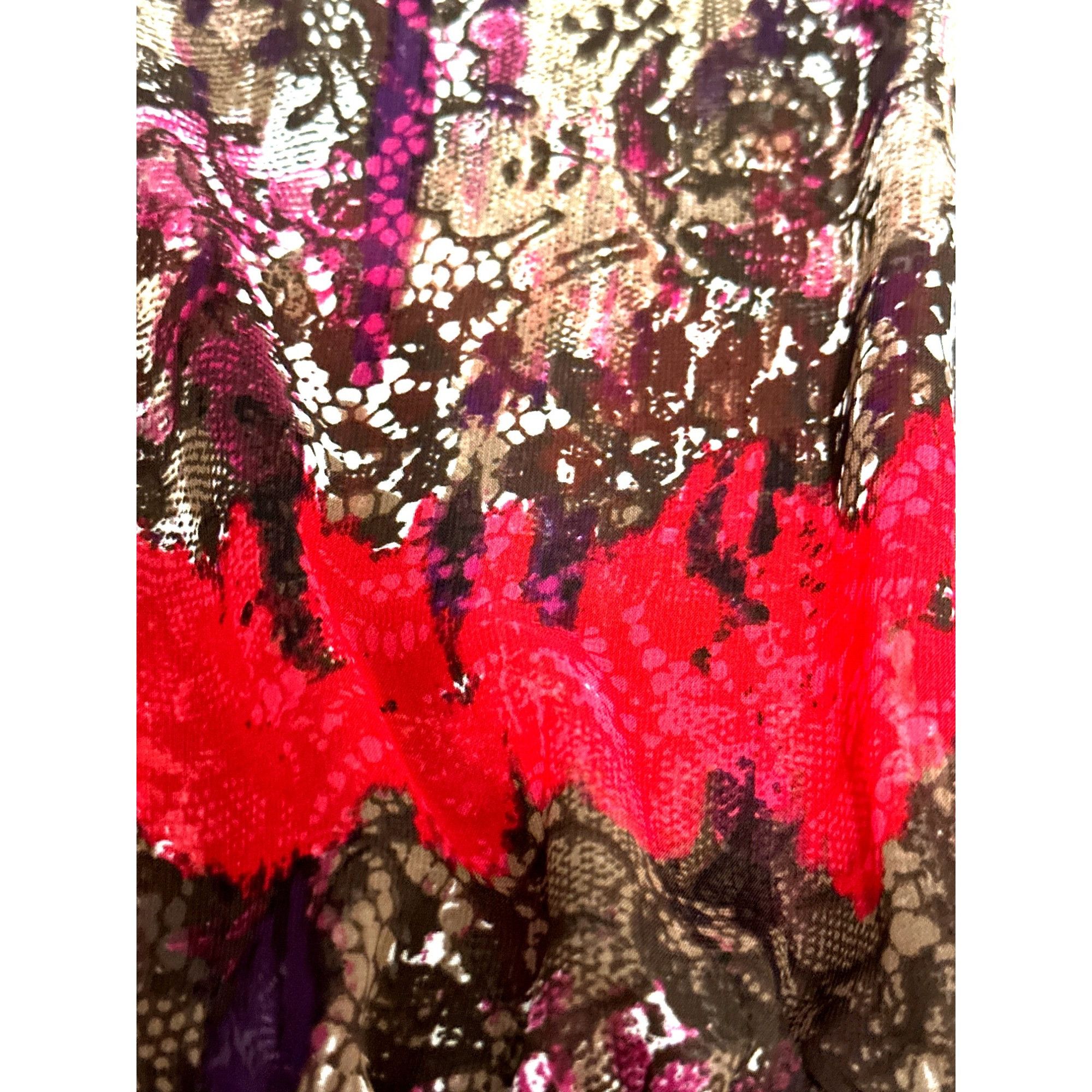 Other AGB XL Sheer Lace Tunic Red Black Snake Tie Neck Blouse Roma Size XL / US 12-14 / IT 48-50 - 11 Thumbnail