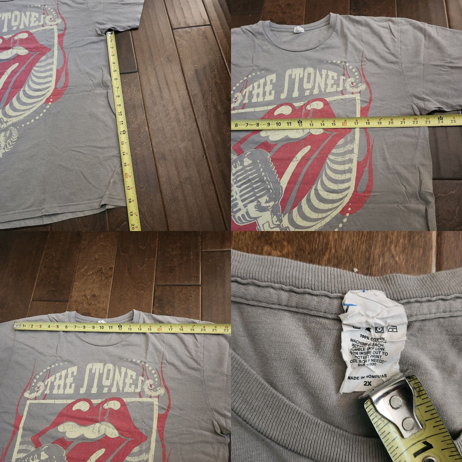 Logo 7 VINTAGE Rolling Stones T Shirt Mens 2X Gray Tongue Logo Graphic Rock Band Tee Size US XXL / EU 58 / 5 - 8 Thumbnail