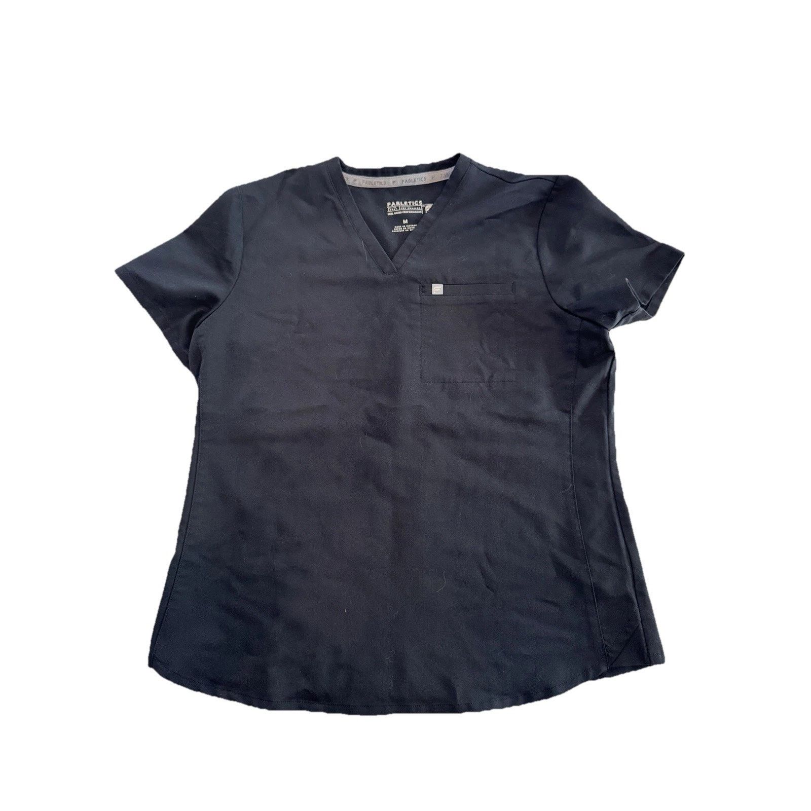 Fabletics Fabletics Scrub Top Womens M Black V-Neck Stretch pocket Size US M / EU 48-50 / 2 - 1 Thumbnail