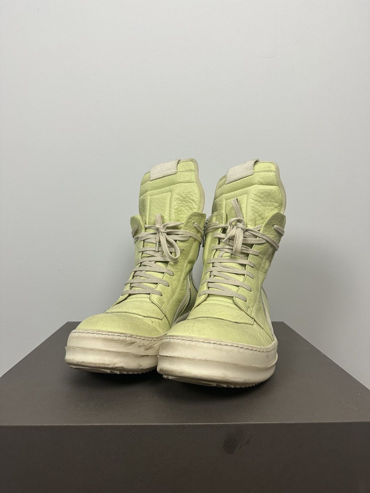 Rick Owens FW18 ‘SISYPHUS’ Lime Geobasket Sneakers Size US 10 / EU 43 - 4 Thumbnail