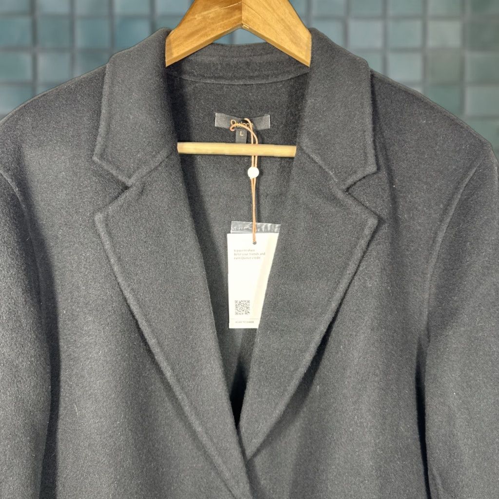 Quince Quince Double Faced Merino Wool Soft Blazer Black Large Women Coat Overcoat Business Winter Size L / US 10 / IT 46 - 1 Thumbnail