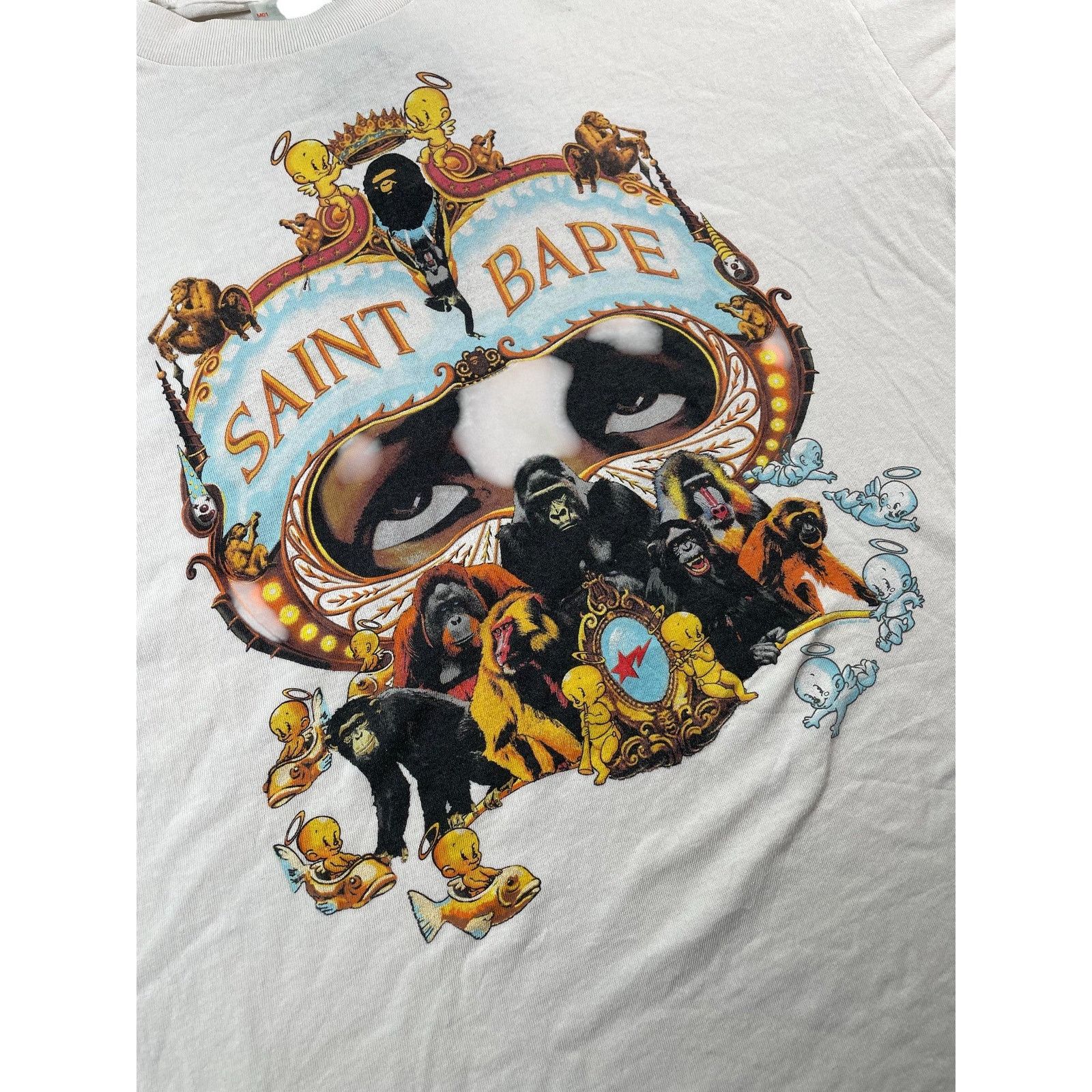Saint Michael Saint Michael x BAPE White APE Tee Size US XXL / EU 58 / 5 - 2 Thumbnail