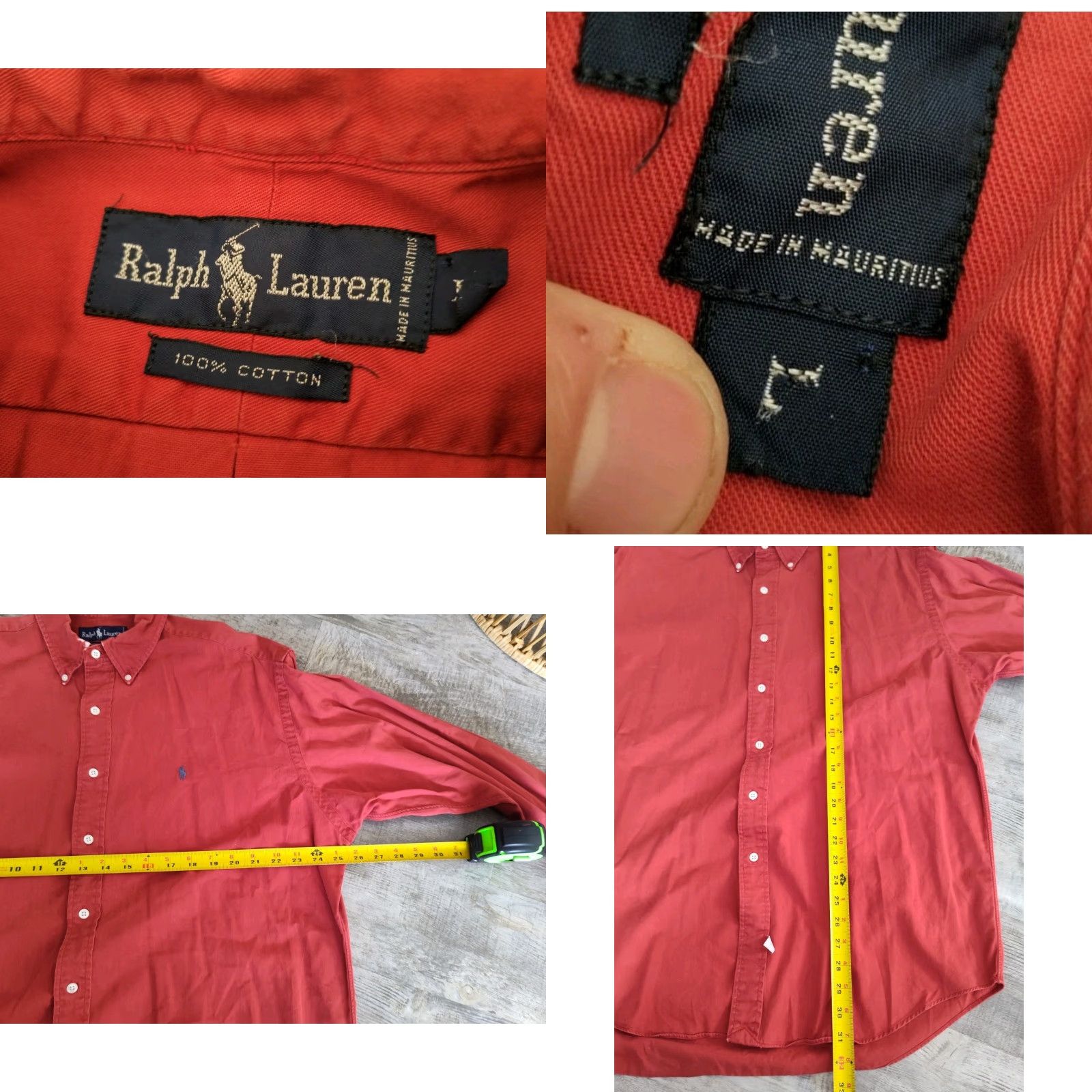 Polo Ralph Lauren VINTAGE Polo Ralph Lauren Men's Button-Down Shirt 100% Cotton Red Collared Long Sleeve Retro 90s Classic Size L Size US L / EU 52-54 / 3 - 8 Thumbnail