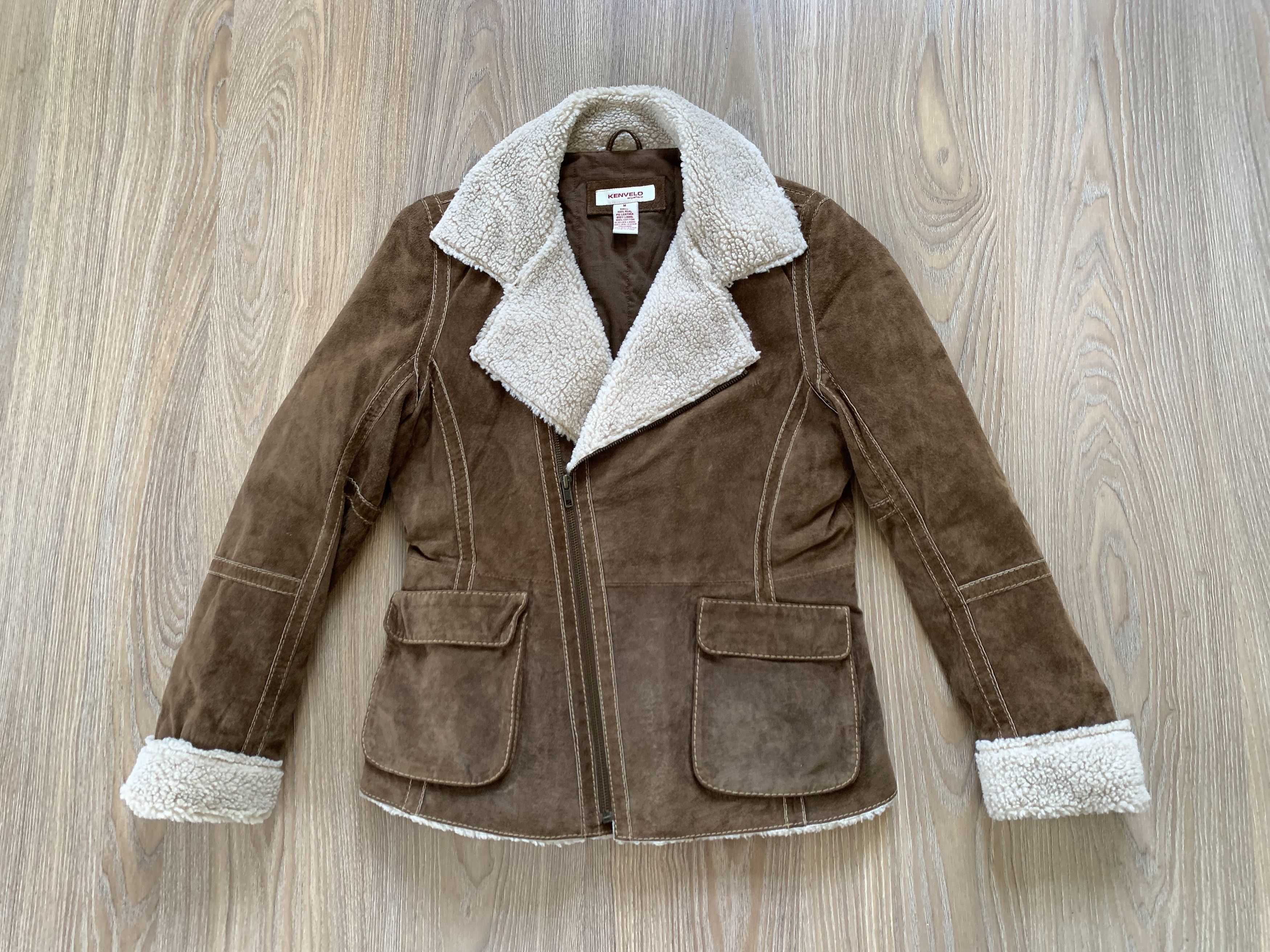 Other Kenvelo Brown Real Leather Pocket Shearling Jacket Size M / US 6-8 / IT 42-44 - 2 Thumbnail