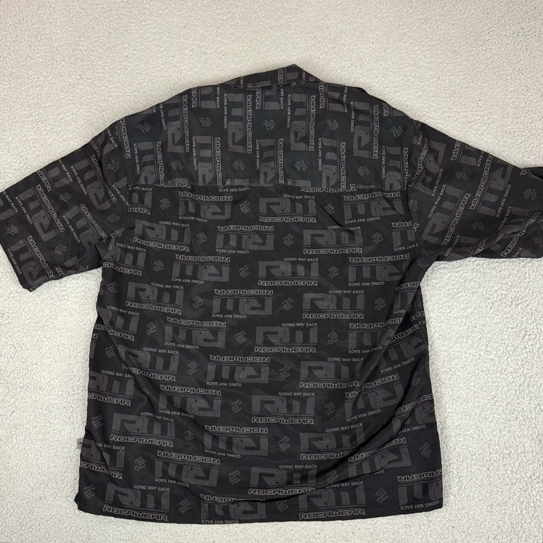 Rocawear VINTAGE Rocawear Shirt Adult XL Black AOP Logo Button Up Retro Y2K Rare Dazzle Mens Size US XL / EU 56 / 4 - 3 Thumbnail