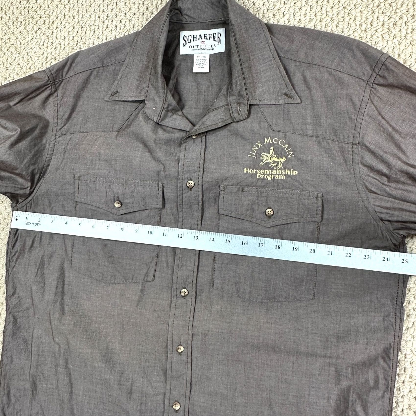 Logo 7 Schaefer Outfitter Shirt Mens XL Brown Long Sleeve Western Embroidered Logo Button-Up Casual Workwear Size US XL / EU 56 / 4 - 7 Thumbnail