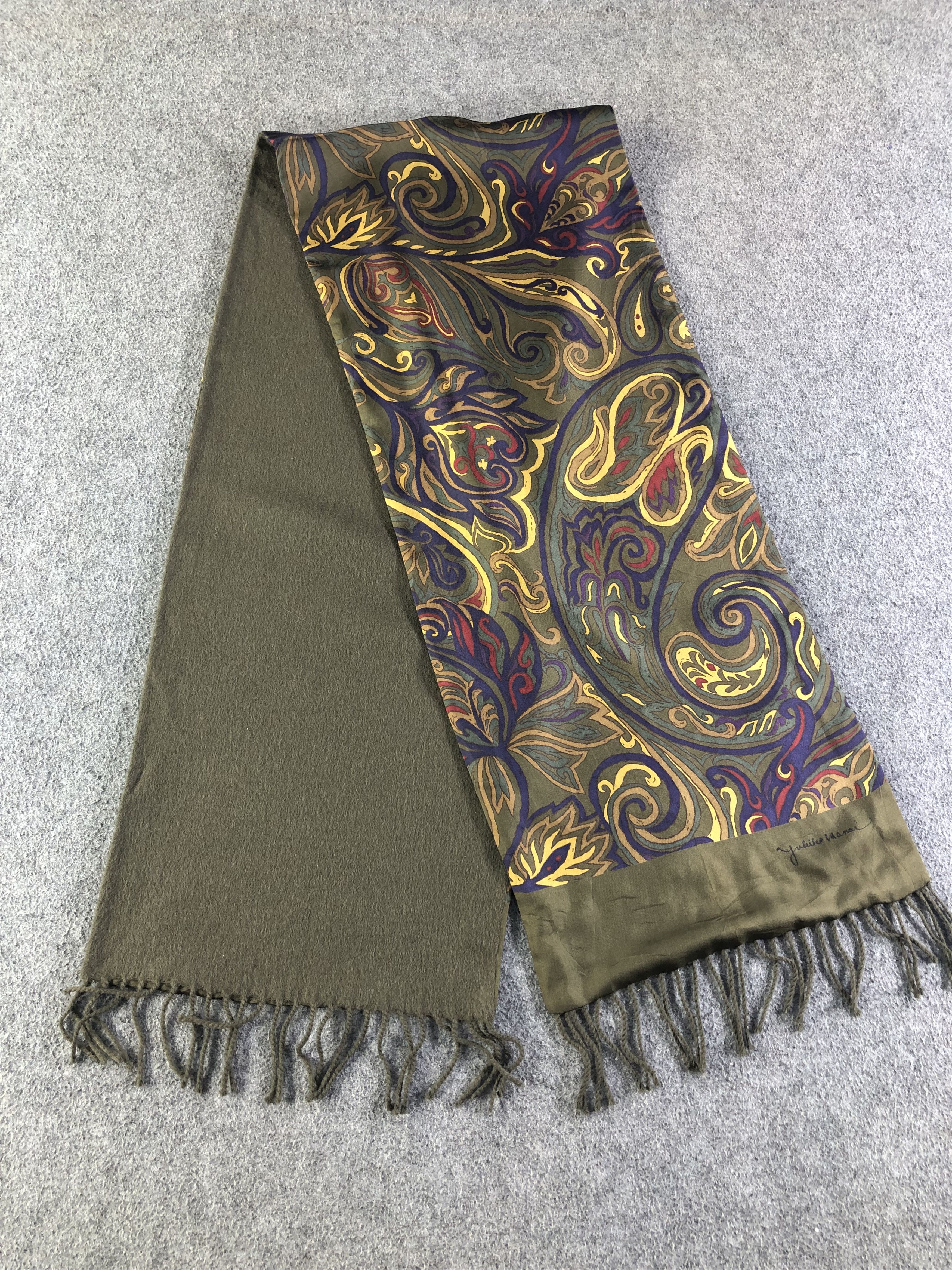 Japanese Brand Yukiko Hanai Silk Wool Scarf / Muffler / Neckwear SS1359 Size ONE SIZE - 3 Thumbnail