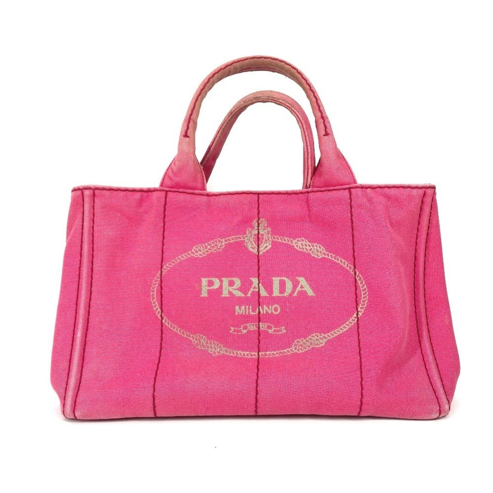 PRADA 1BG642 Canapa Logo M Bag Handbag Tote Canvas Women's Pink
