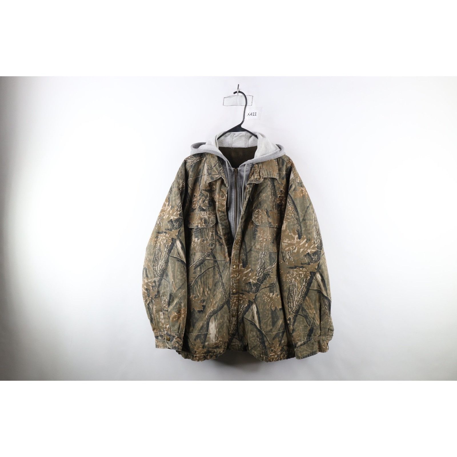 Vintage Vintage 90s Streetwear Faded Camouflage Hoodie Shirt Jacket Size US XL / EU 56 / 4 - 1 Thumbnail