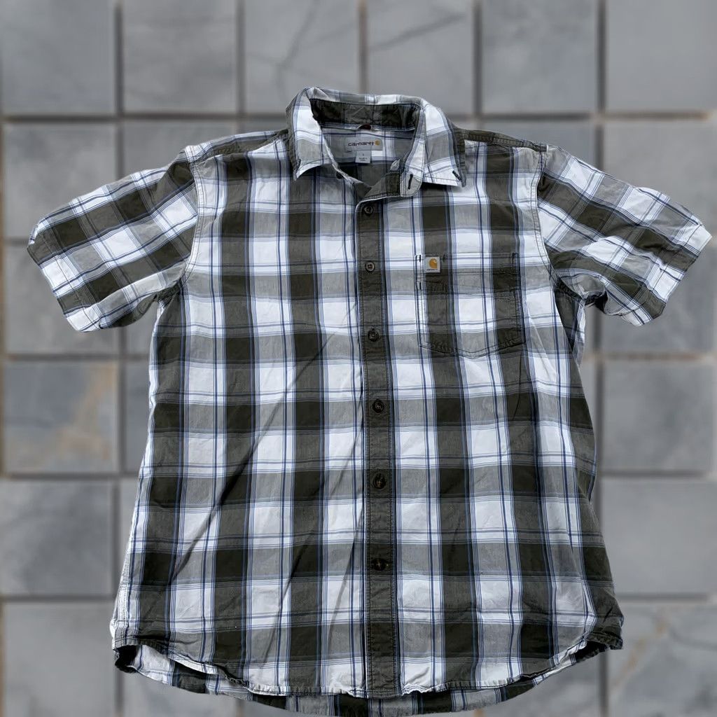 Carhartt Carhartt Shirt Men L Plaid Short Sleeve Button-Up Casual Workwear Multicolor Blue Gray 100% Cotton Pocket Size US L / EU 52-54 / 3 - 1 Thumbnail