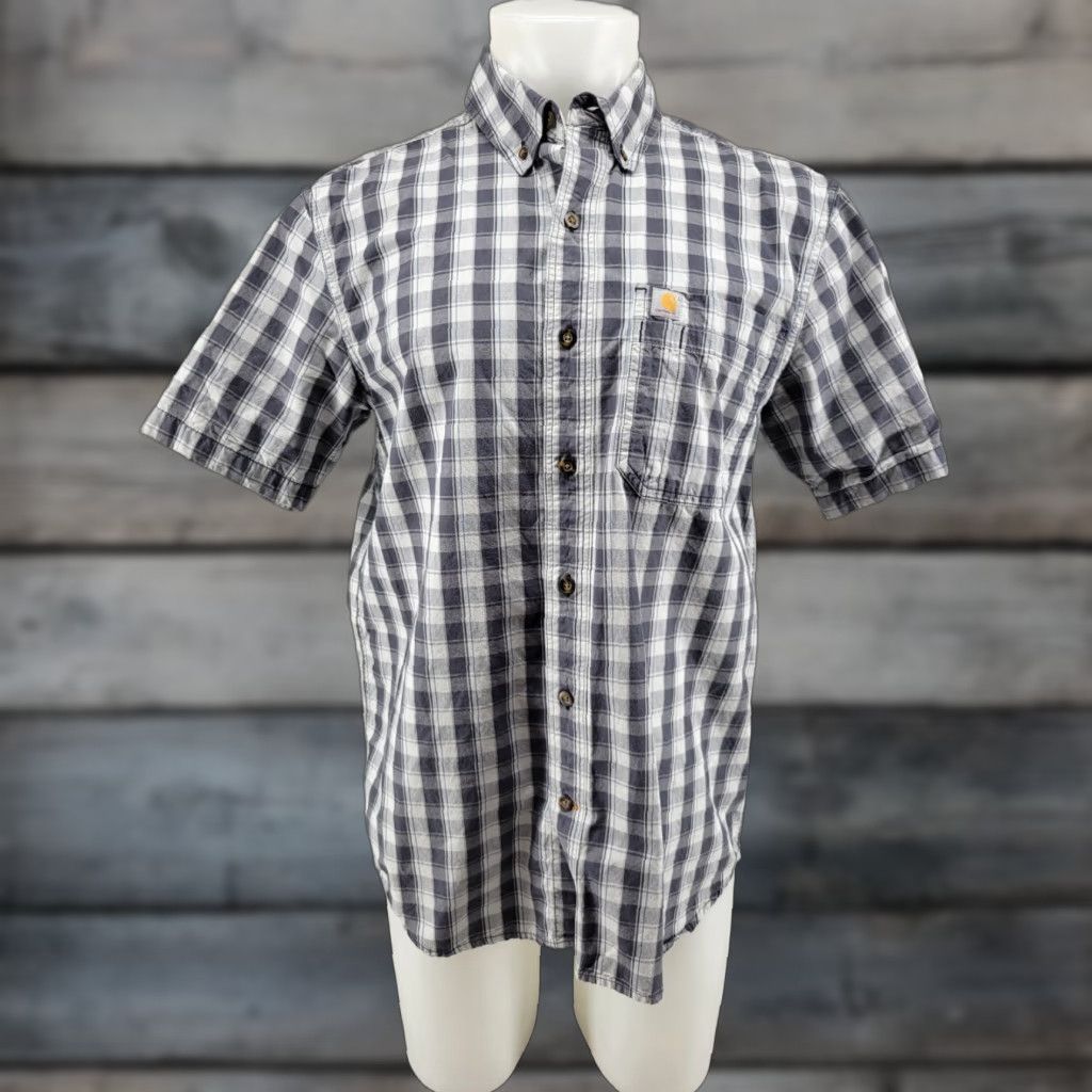 Carhartt Carhartt Shirt Mens M Blue Gray Plaid Relaxed Fit Button-Down Short Sleeve Vintage No Size US M / EU 48-50 / 2 - 1 Thumbnail
