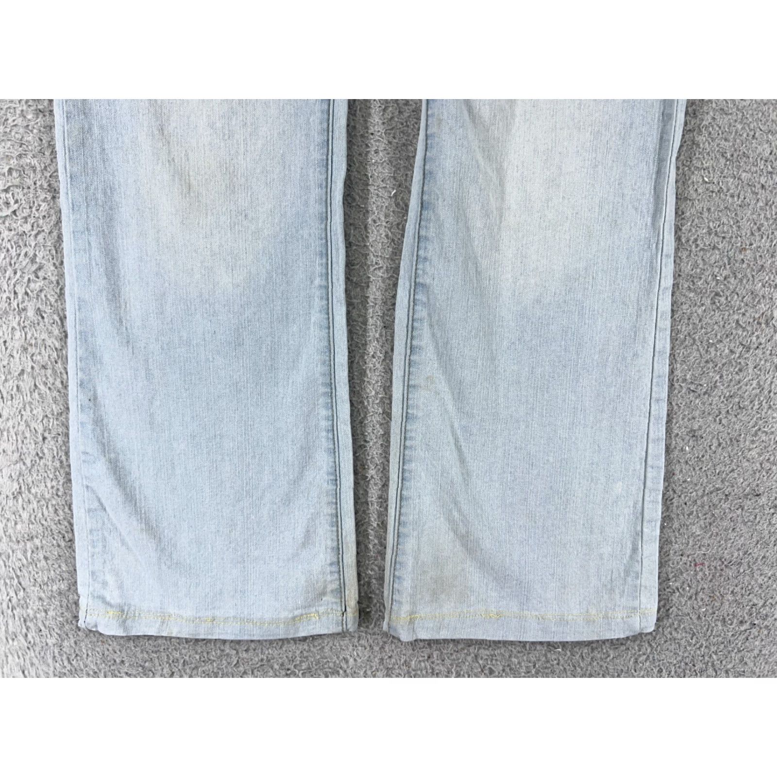 Denime Richcow Jeans Womens 7 Blue Denim Wide-Leg Low Rise Light Wash Distressed Zipper 5-Pocket Inseam 27in Stretch Regular Size 28" / US 6 / IT 42 - 2 Thumbnail