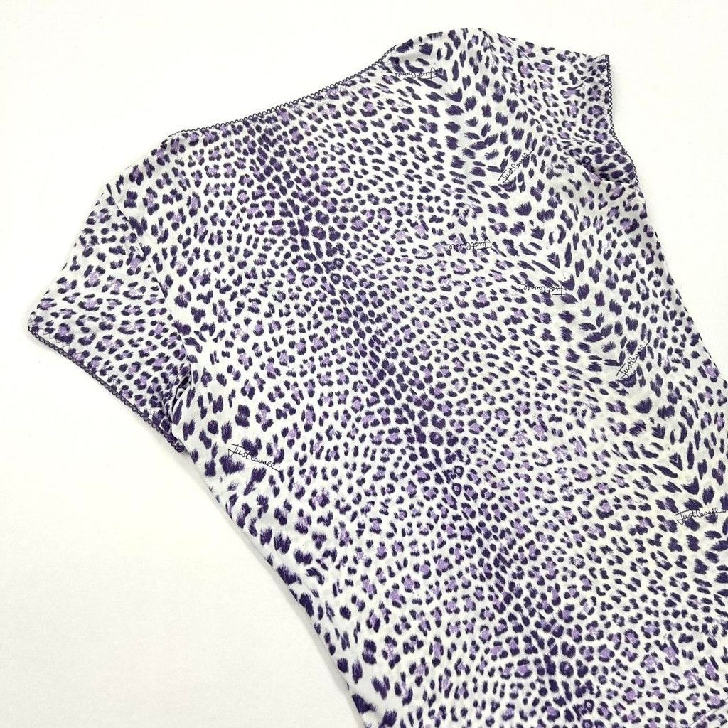 Just Cavalli y2k Cavalli white short sleeve top with purple leopard print Size M / US 6-8 / IT 42-44 - 5 Thumbnail