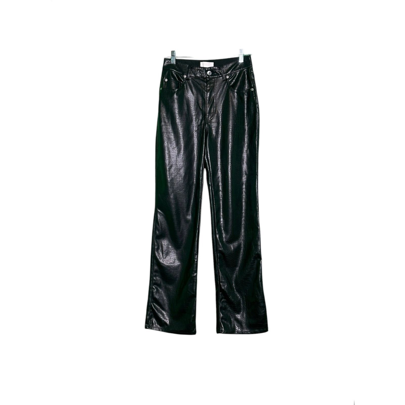 H&M H&M black faux crocodile leather straight leg pants size 4 Size 27" / US 4 / IT 40 - 7 Thumbnail