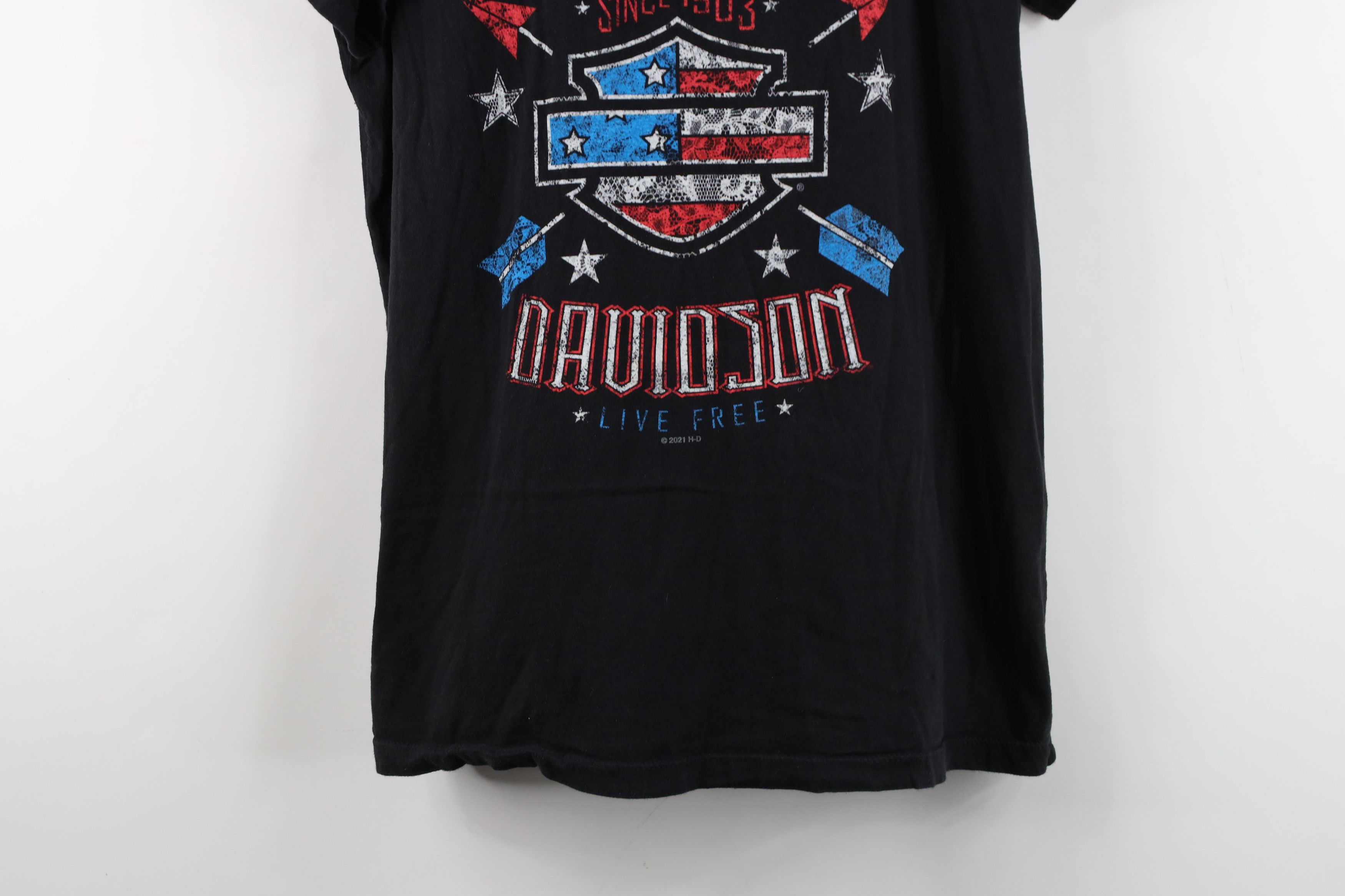 Harley Davidson Y2K Harley Davidson Spell USA Flag Arrows T-Shirt Black USA Size XL / US 12-14 / IT 48-50 - 3 Thumbnail
