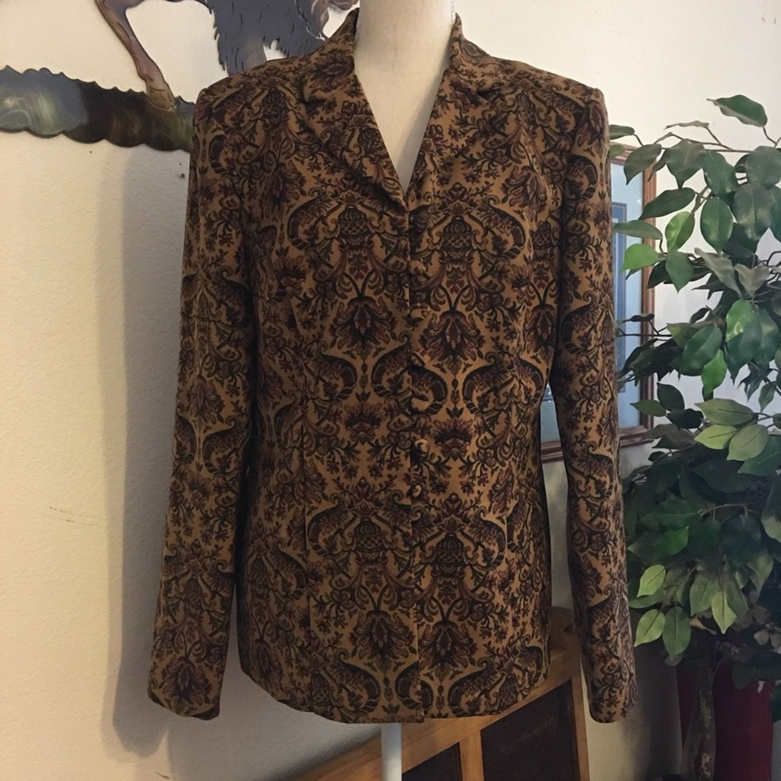 Other T and Company brown paisley jacket NWOT 10 Size L / US 10 / IT 46 - 1 Thumbnail