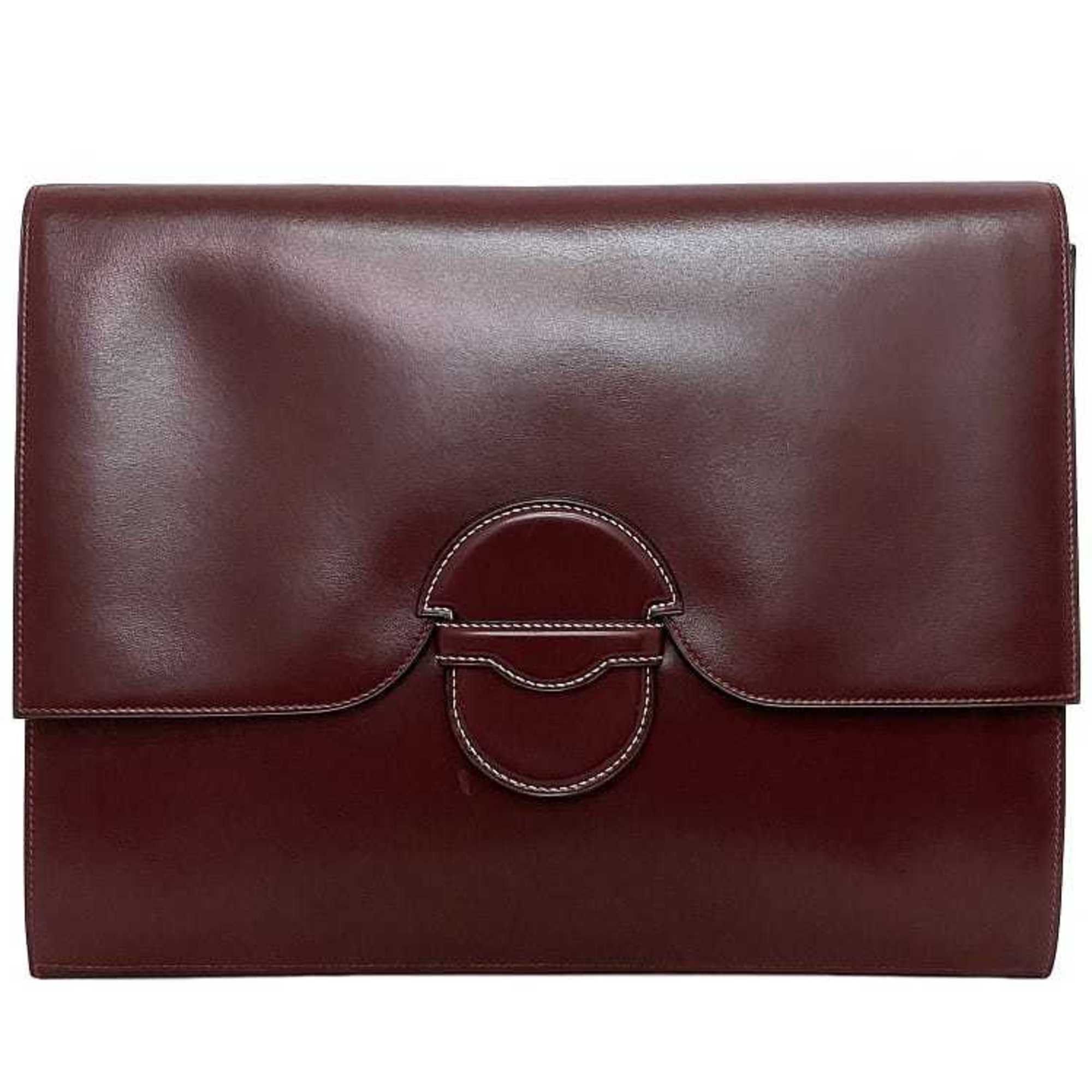 image of Hermes Clutch Bag Faco Bordeaux Leather Boxcalf H Hermes Flap Women's Men's in Black
