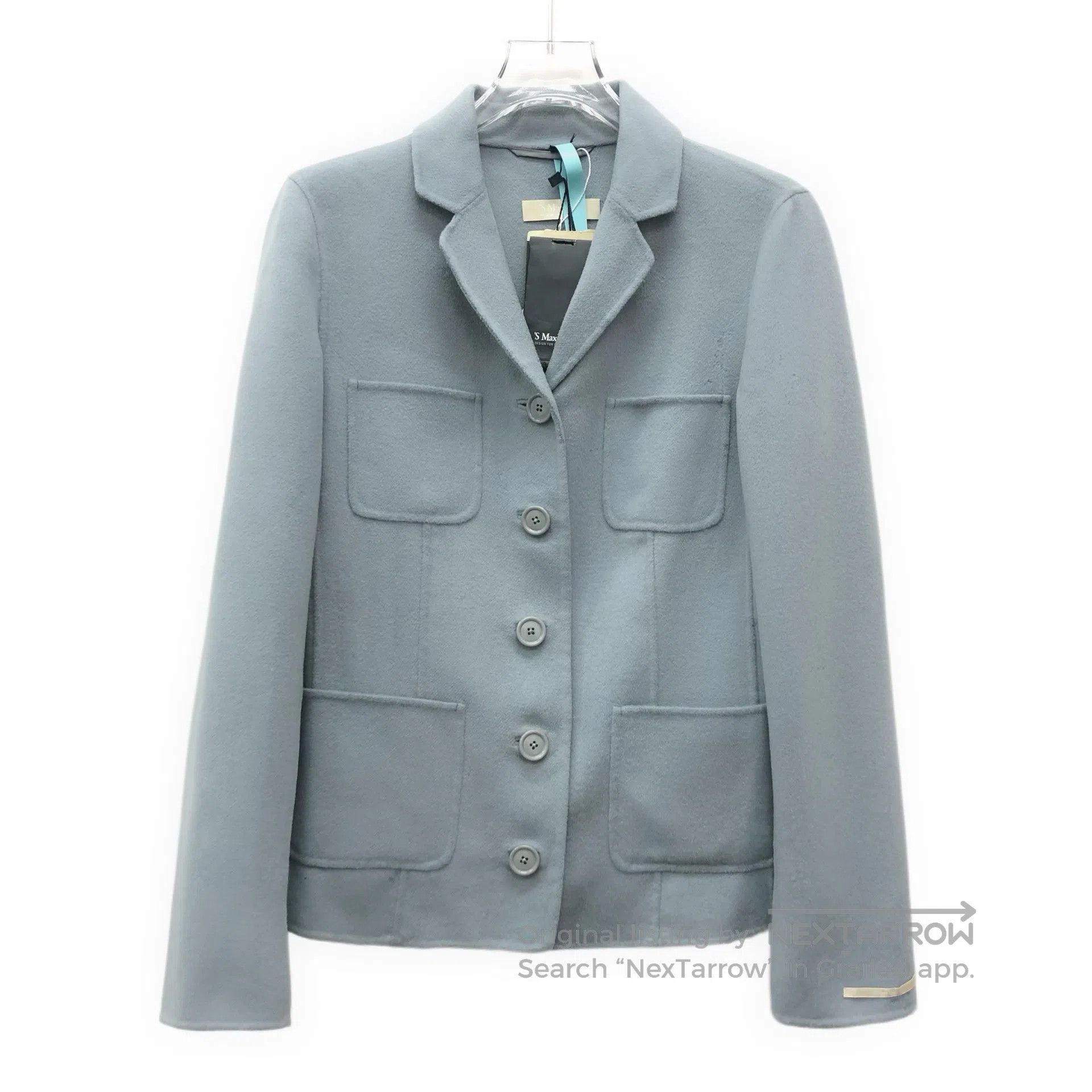 Max Mara Max Mara Blue Wool Collar Single-Breasted Long-Sleeve Coat Size S / US 4 / IT 40 - 1 Thumbnail