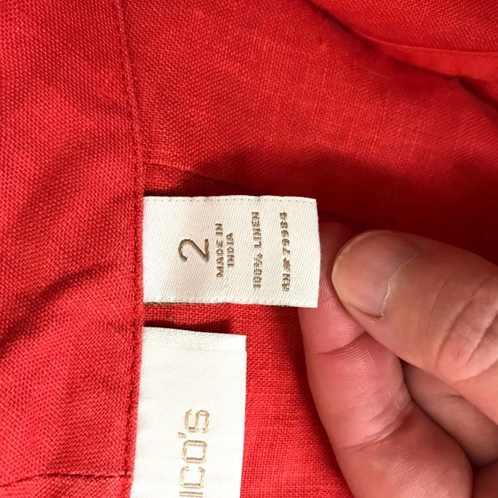 Vintage Chicos Red 100% Linen Jacket Size L Mandarin Collar Open Front Raw Edge Seam Womens Size L / US 10 / IT 46 - 8 Thumbnail