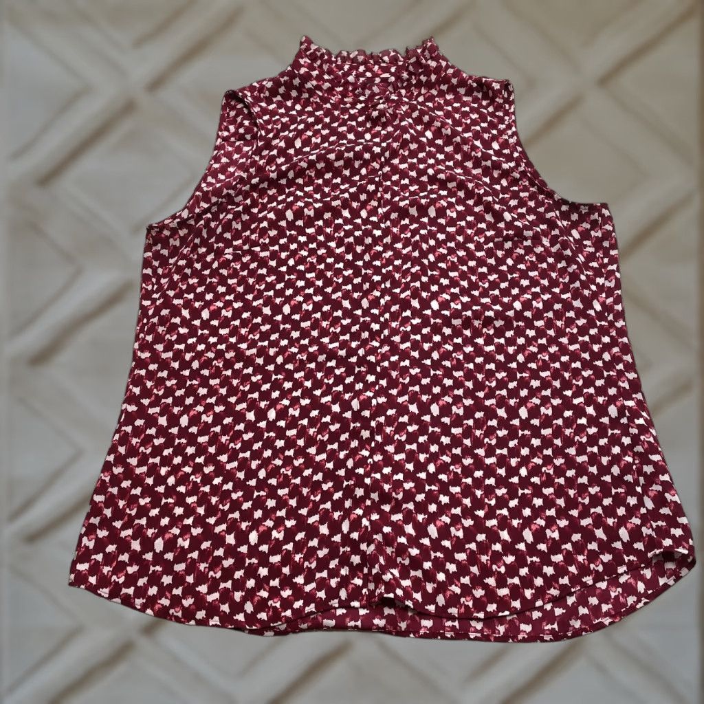 Banana Republic VINTAGE Banana Republic Blouse Tank Top Womens Petite Small Red Drapey Foxglove Sunset Shirt Size S / US 4 / IT 40 - 1 Thumbnail