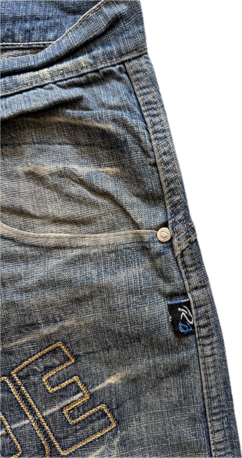 Other Y2K Raw Blue Spelled Out Jeans Size US 36 / EU 52 - 9 Thumbnail