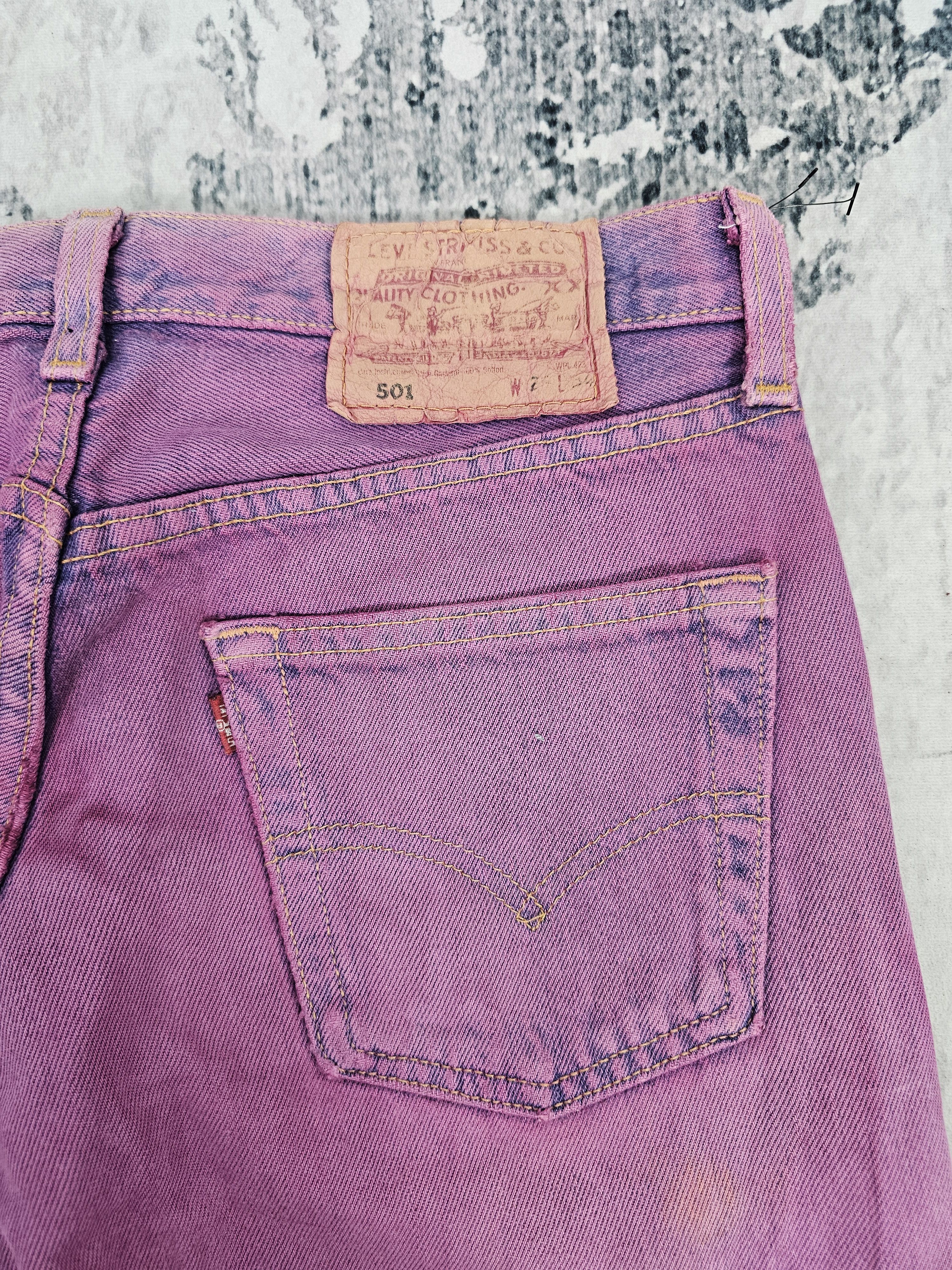 Levi's Vintage Clothing Vtg 90'S LEVIS 501 Purple Faded Stain Jean Made In USA L0511 Size US 28 / EU 44 - 9 Thumbnail