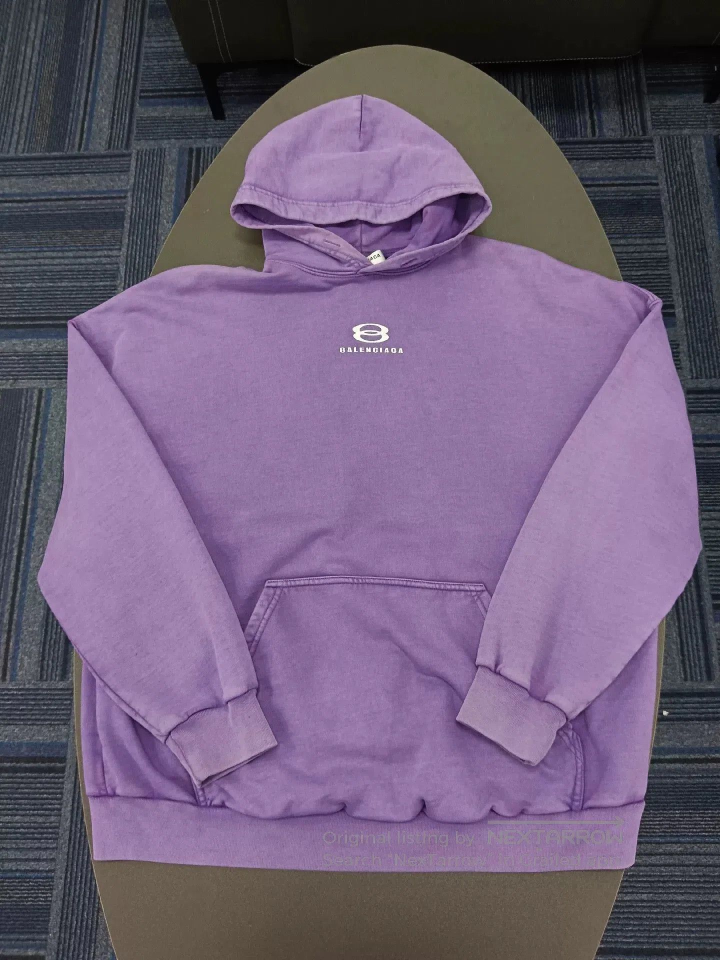balenciaga purple logo hoodie size large.