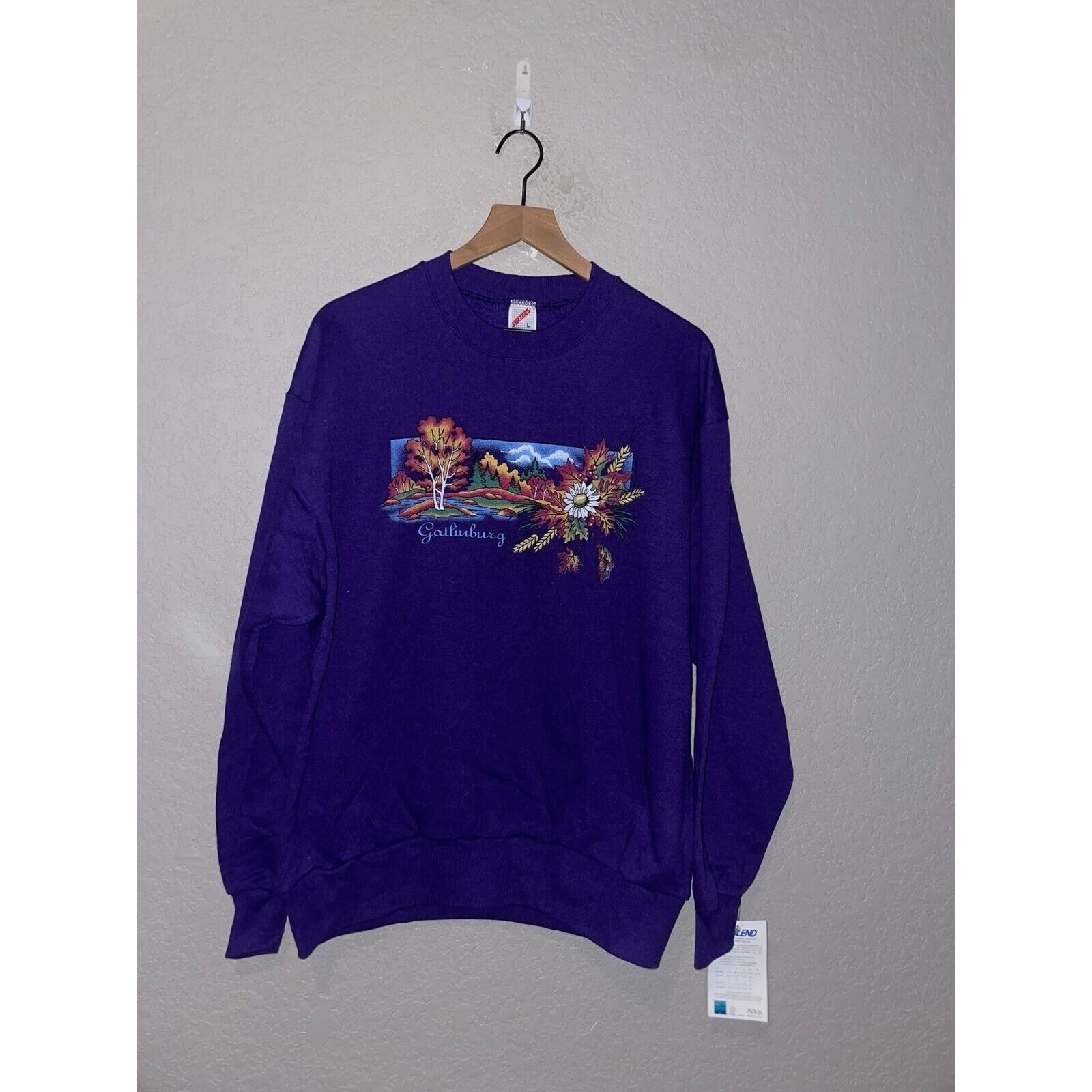 Jerzees Vintage Gatlinburg Crewneck Fall Autumn Leaves Trees VTG 90s Size US L / EU 52-54 / 3 - 1 Thumbnail