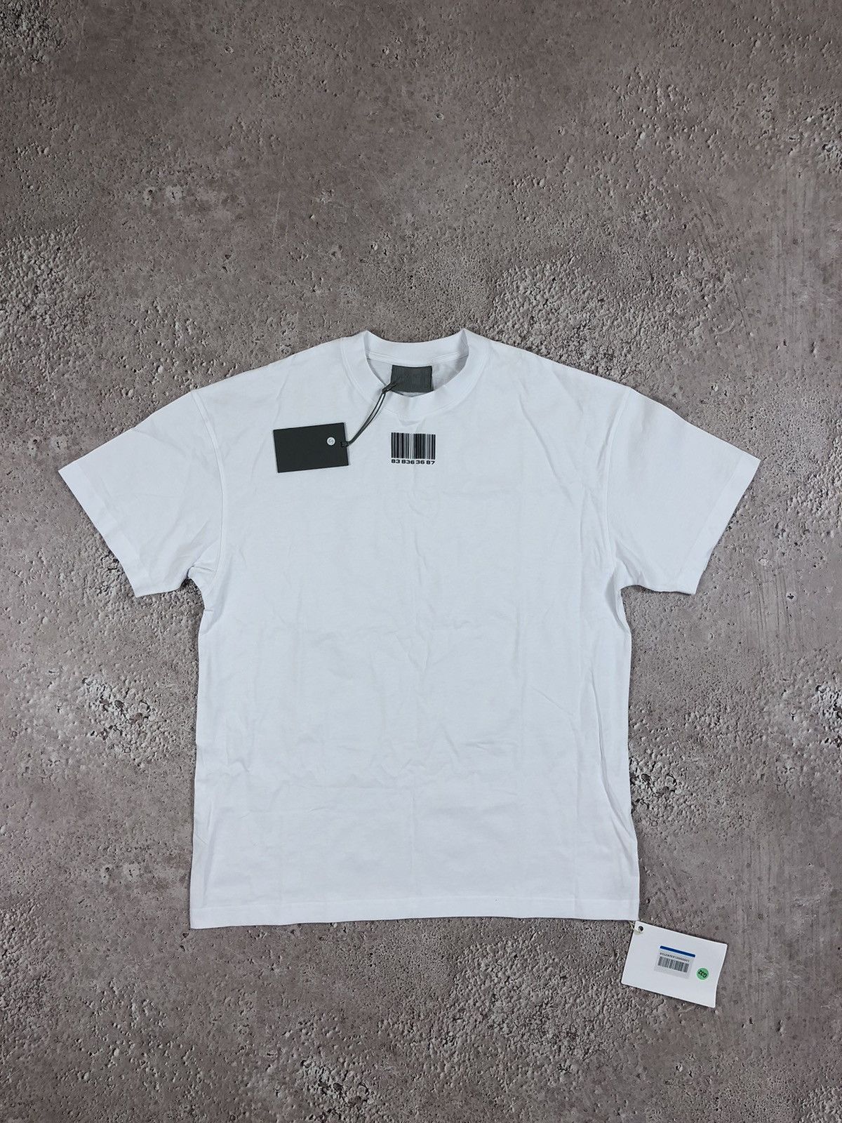 image of Vetements New Big Logo T-Shirt Barcode in White, Men's (Size Small)