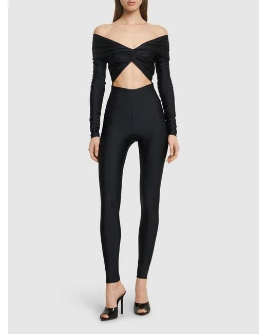 THE ANDAMANE o1s22i1n1024 Off-Shoulder Kendall Jumpsuit in Black Size 27" / US 4 / IT 40 - 2 Thumbnail
