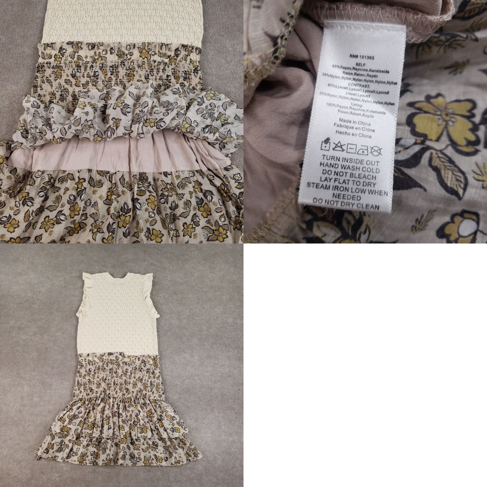 Anthropologie Current Air Dress Womens XL Beige Brown Layered Ruffled Midi Dress Size XL / US 12-14 / IT 48-50 - 8 Thumbnail