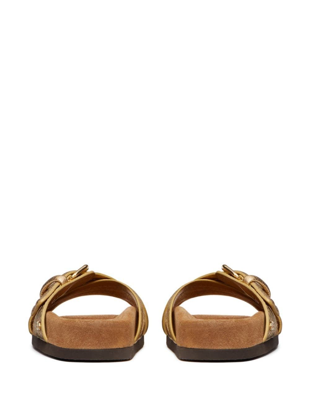 Valentino oc11z0825 Crossover-Strap Leather Slides in Gold Size US 5.5 / IT 35.5 - 3 Thumbnail