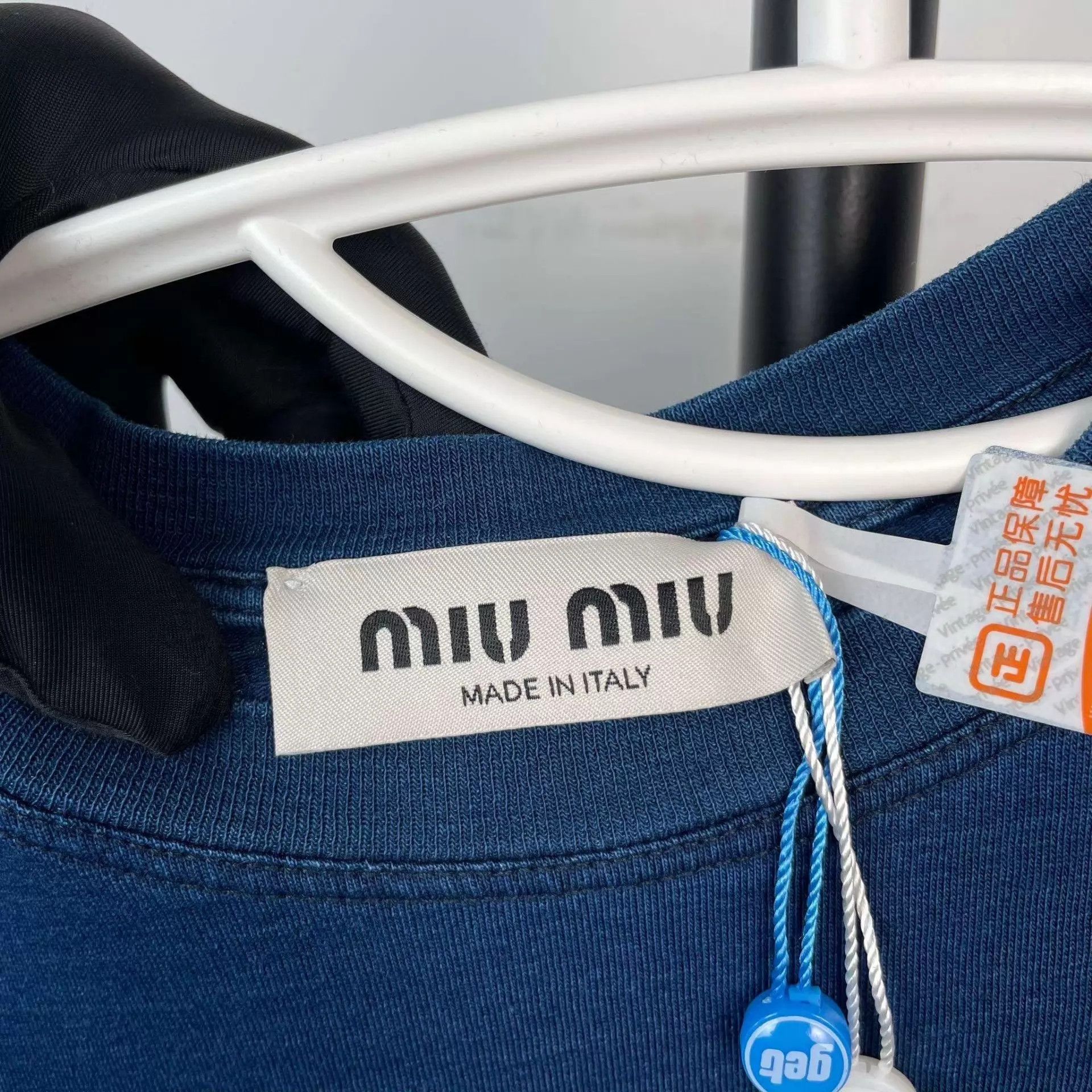 Miu Miu MIU MIU 95% linen-cotton long-sleeve Tee XS navy Size XS / US 0-2 / IT 36-38 - 3 Thumbnail
