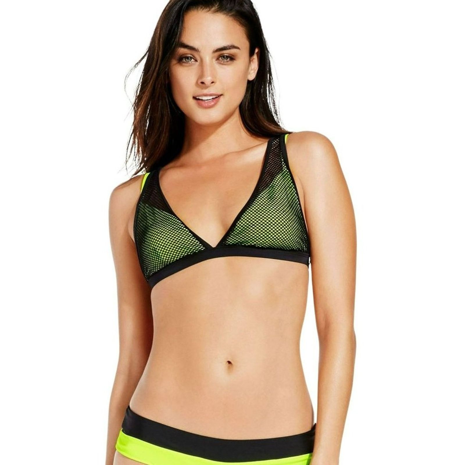Fabletics Fabletics Neon Yellow Mesh Top Reversible Bottom Bikini Set Size M / US 6-8 / IT 42-44 - 1 Thumbnail