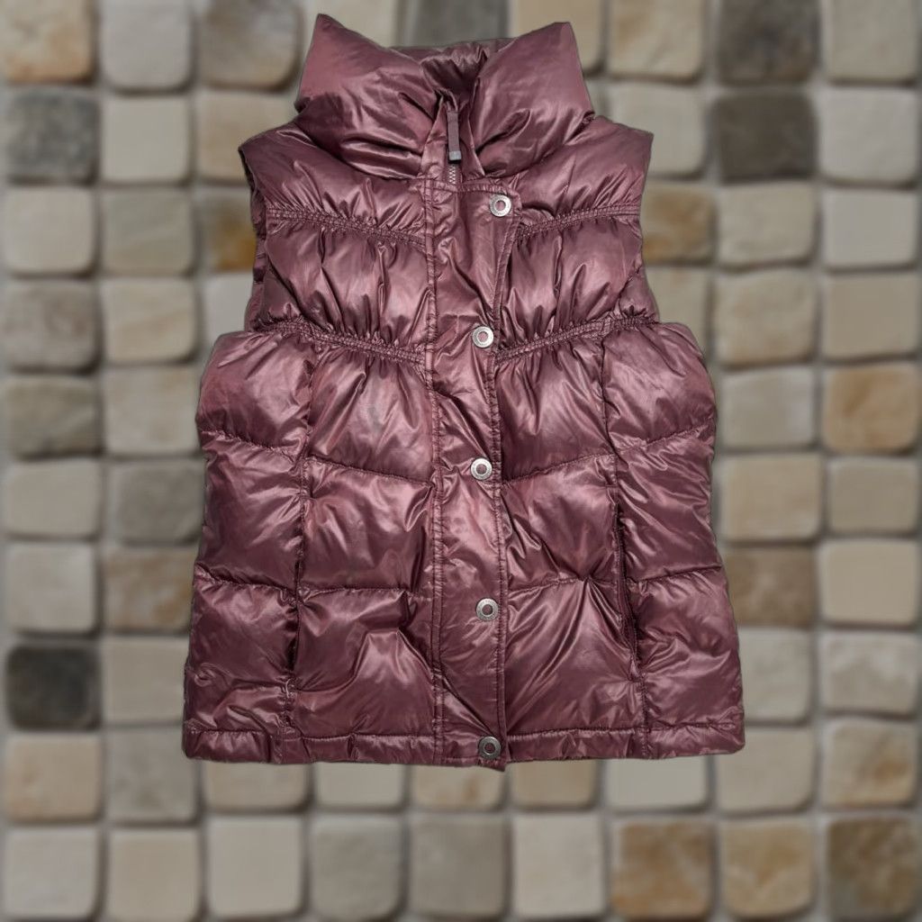Prana Milly Puffer Down Vest Women Small Red Quilted Insulated Lined Turtle Neck Vest Puffer Winter Fall