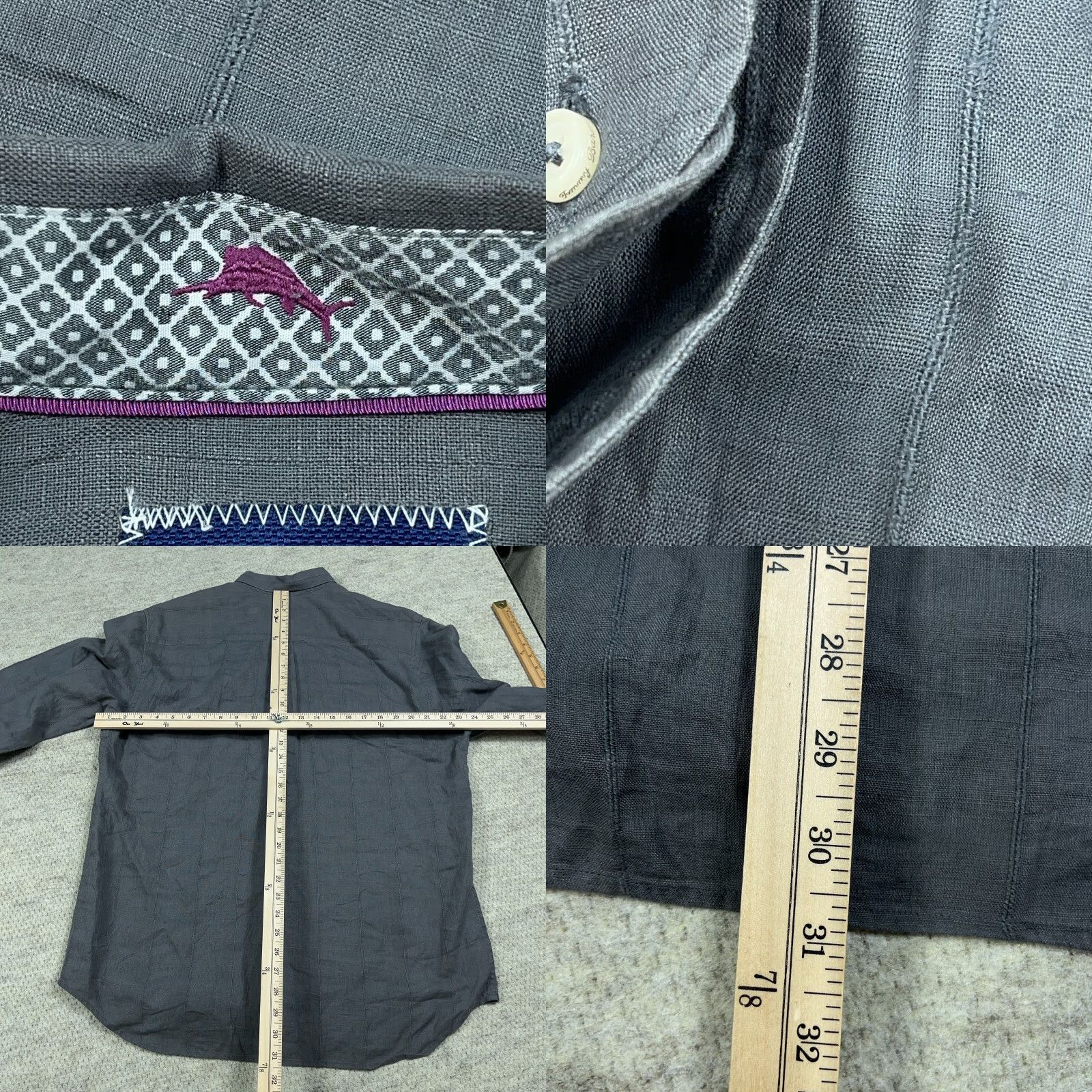 Tommy Bahama Tommy Bahama Shirt Men Large Gray Linen Button Up Relax Hawaiian Camp Pocket Mens Size US L / EU 52-54 / 3 - 8 Thumbnail
