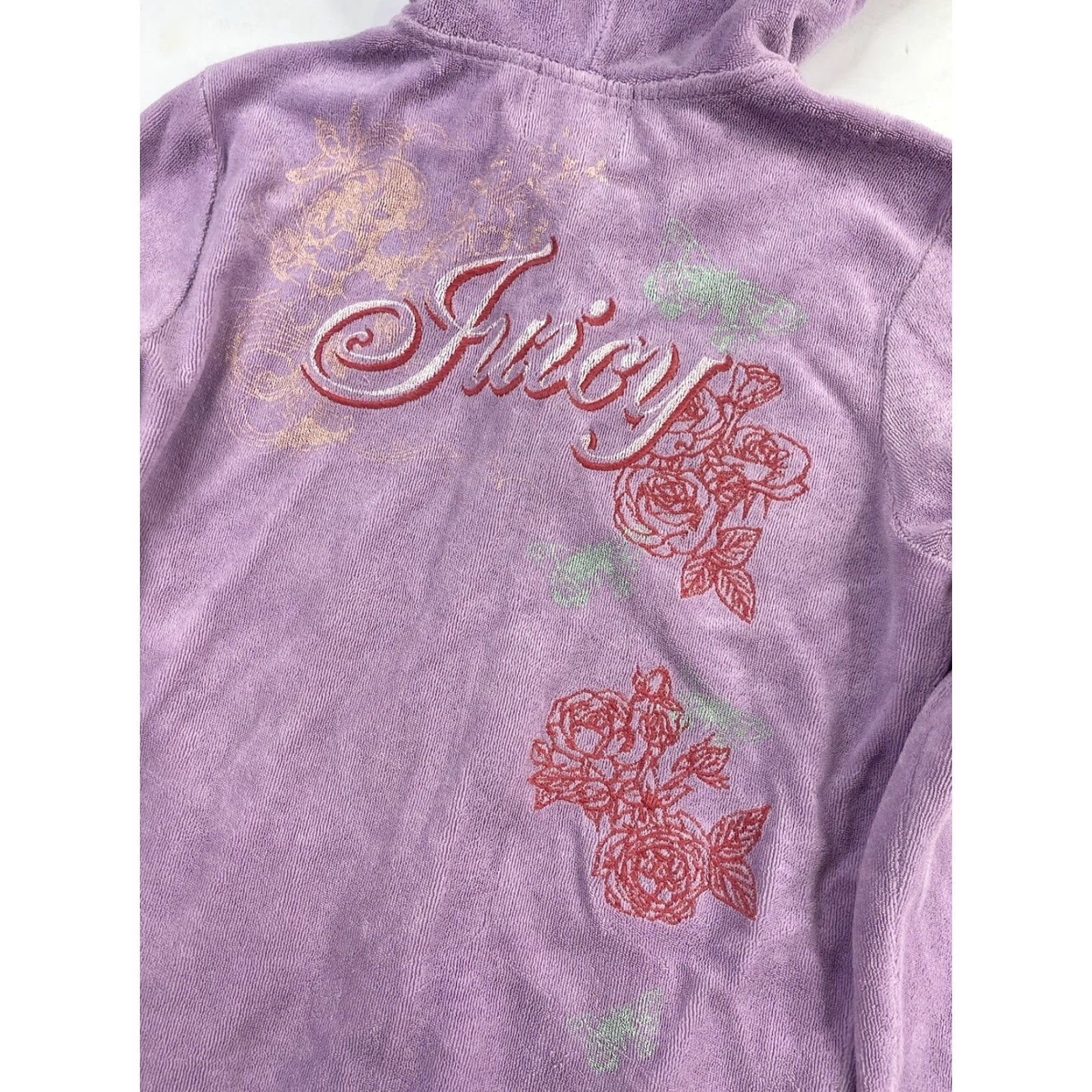 Juicy Couture VINTAGE Juicy Couture Hoodie Womens Petite P Purple 90s Y2K Terry Velour Full Zip Sweatshirt - No rips or tears Size S / US 4 / IT 40 - 4 Thumbnail